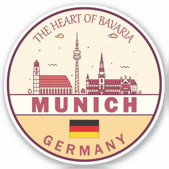 Adesivo Munich Germany City Skyline Emblem (Frente)