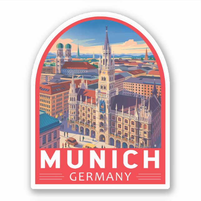 Adesivo Munich Germany Travel Art Emblem (Frente)