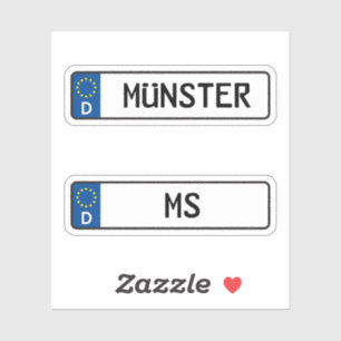 Adesivo Munster kennzeichen, German Car License Plate