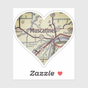 Adesivo Muscatine Iowa Vintage Map