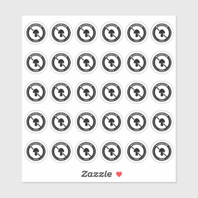 Adesivo Mushroom Free Wedding Place Card Mini Food Allergy (Folha)