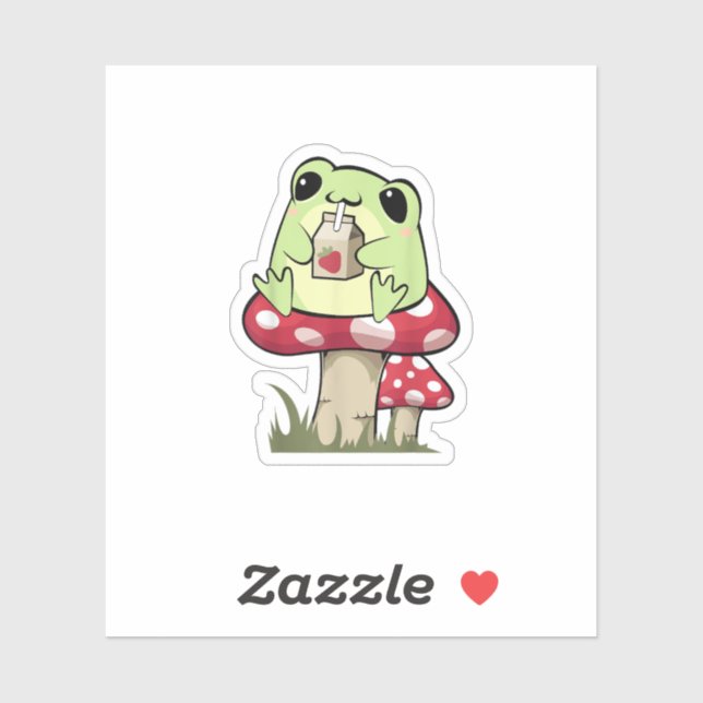 Adesivo Mushroom Frog Goblincore Mycology Creative Style (Folha)