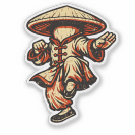 Adesivo Mushroom Kung Fu Master — Vintage Retro Martial 