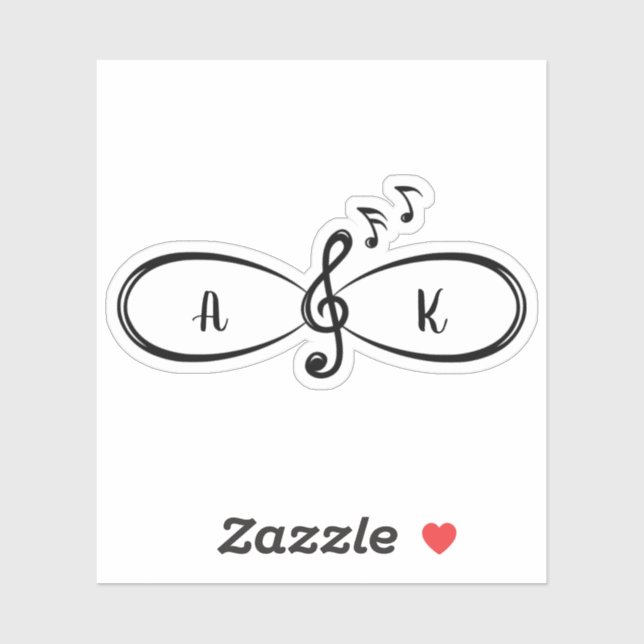 Adesivo Music Musical Notes Love Infinity Symbol Personali (Folha)
