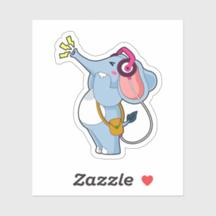 Adesivo Música de fone de ouvido elefante