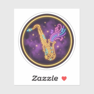 Adesivo Música de Jazz de Saxofone Neon Brilho Roxo Arte