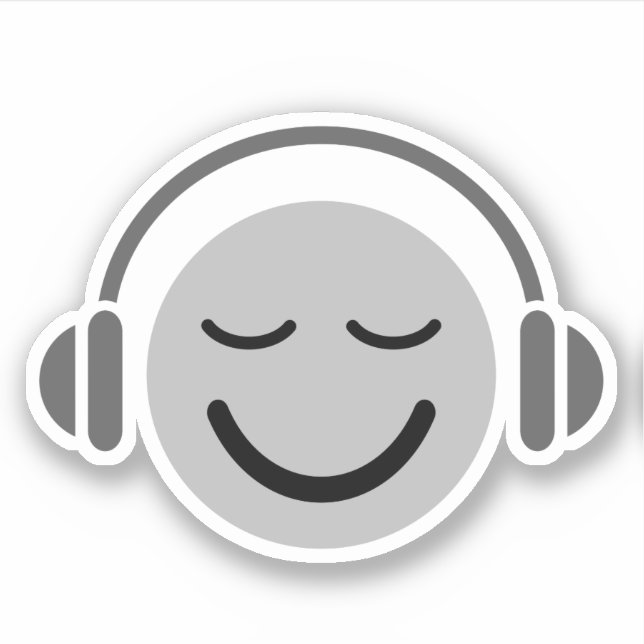 Adesivo Música DJ rosto feliz com fones de ouvido (Frente)