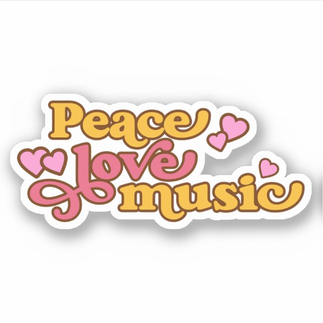 Adesivo Música Retro Peace Love (Frente)