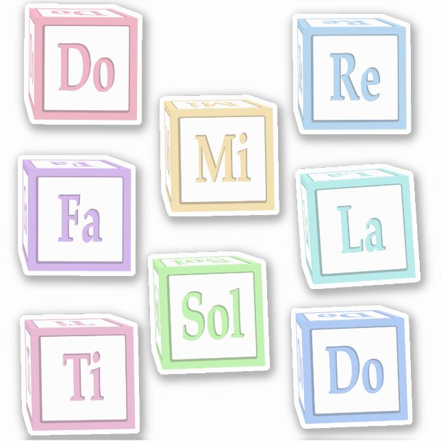 Adesivo Musical Do Re Mi Fa Sol La Ti Solfege.Baby Blocks (Frente)