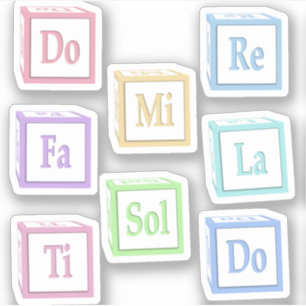 Adesivo Musical Do Re Mi Fa Sol La Ti Solfege.Baby Blocks