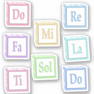 Adesivo Musical Do Re Mi Fa Sol La Ti Solfege.Baby Blocks
