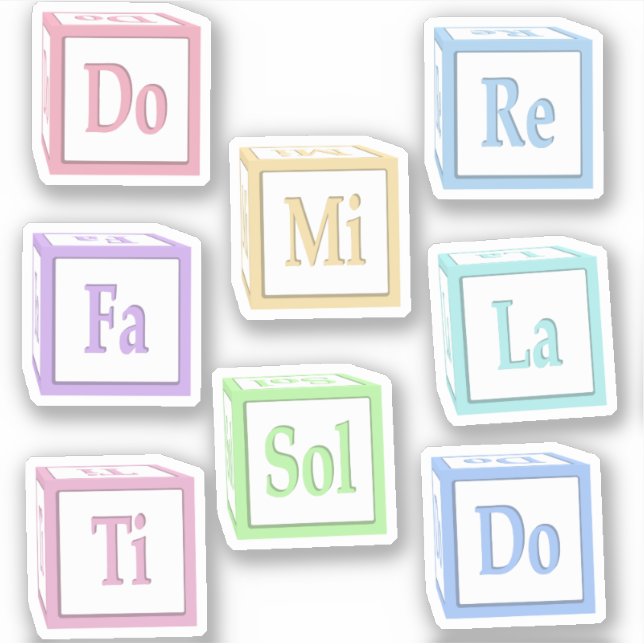 Adesivo Musical Do Re Mi Fa Sol La Ti Solfege.Baby Blocks (Frente)
