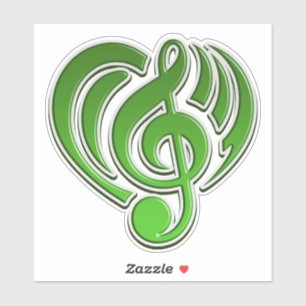 Adesivo Musical Love Green Heart Music Note DJ