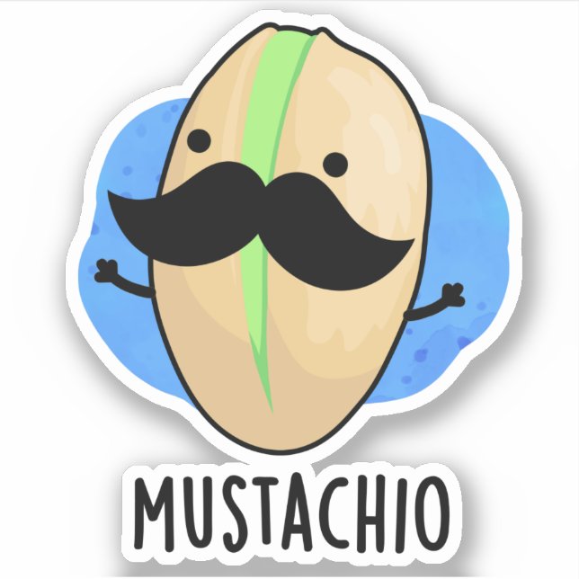 Adesivo Mustachio Funny Pistachio Mustache Pun (Frente)