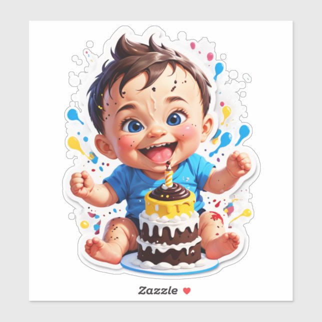 Adesivo My 1st Cake Smash – Sweet Mess, Big Smiles (Folha)