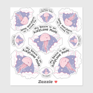 Adesivo My Brain Airplane Mode Funny Jellyfish Brain Fog
