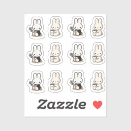 Adesivo My little tiny bunny with cup and flower