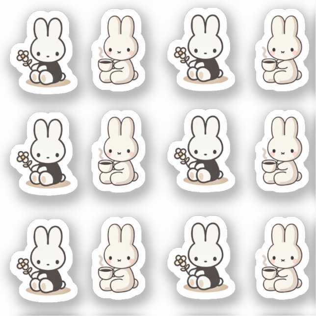 Adesivo My little tiny bunny with cup and flower (Frente)