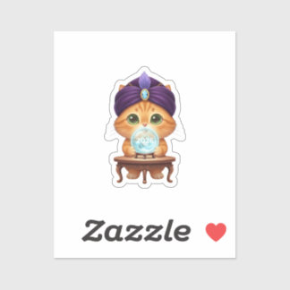 Adesivo Mystical Fortune Teller Cat Crystal Ball New Year