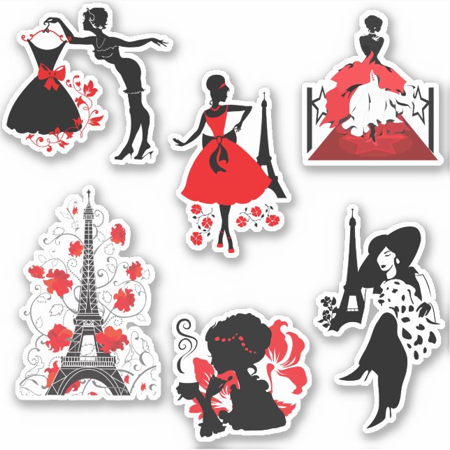 Adesivo Na moda elegante e bonito estilo silhueta (Frente)