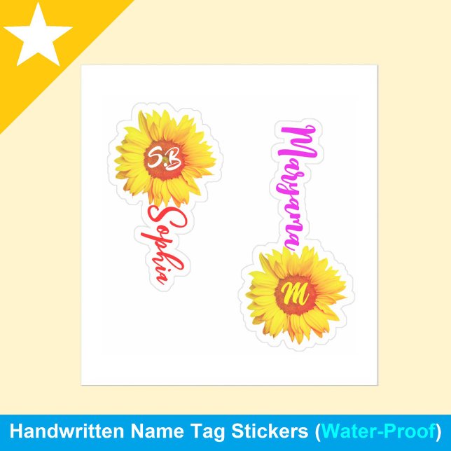 Adesivo (Na moda Monograma Girassol) Nome Personalizado (chic monogram sunflower name stickers)