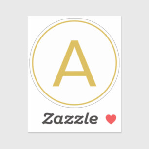 Adesivo Na moda Monograma inicial - Letra Dourada branca