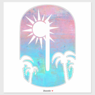 Adesivo NA PRAIA -O- rosa e azul grunge