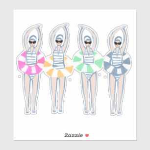 Adesivo Nadadores de natação artística em Vintage Natação