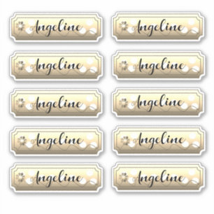 Adesivo Name Sticker Set Dourado Flowers