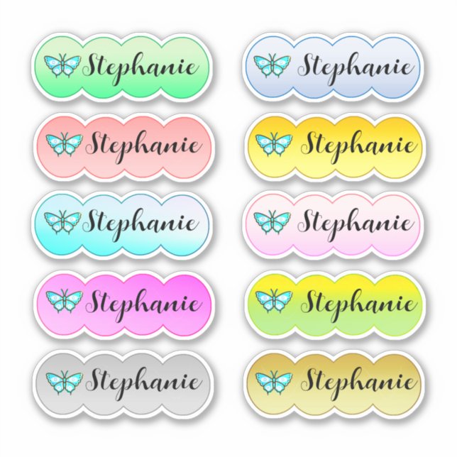 Adesivo Name Sticker Set Multi Color With Butterfly (Frente)