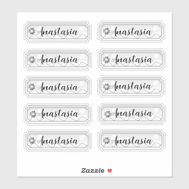Adesivo Name Sticker Set Silver Flowers (Folha)