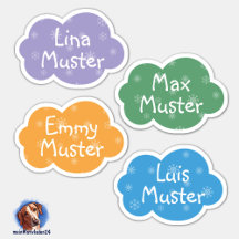 Namensaufkleber Kleine Wolken Schneestern | Form -