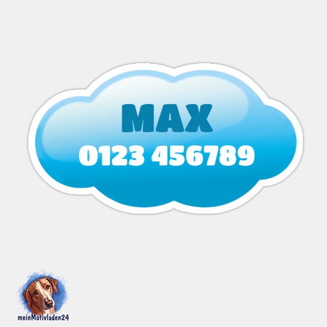 Adesivo Namensaufkleber Wolken | 6 Form - (Konturgeschnittener Namensaufkleber für Kinder - Wolke - personalisierbar )