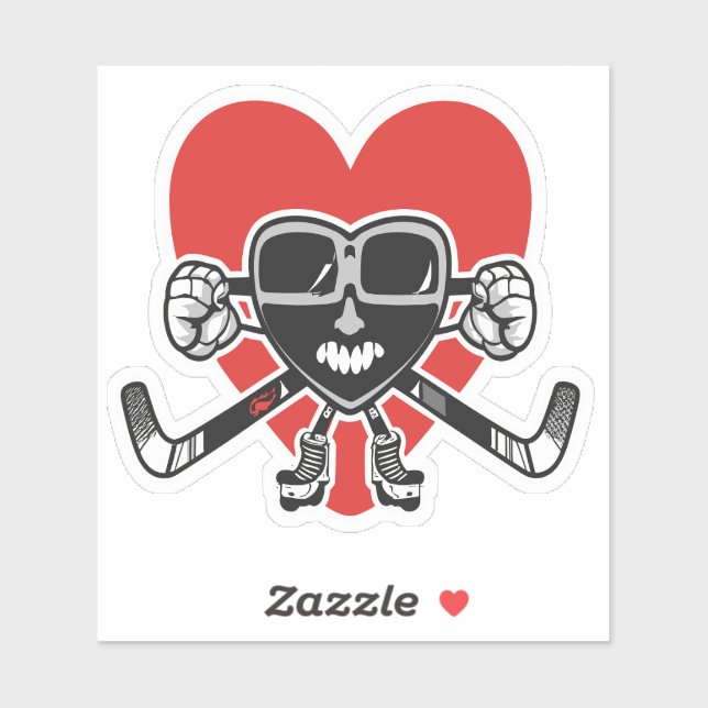 Adesivo Namorados adoram coração mostrando hóquei (Folha)