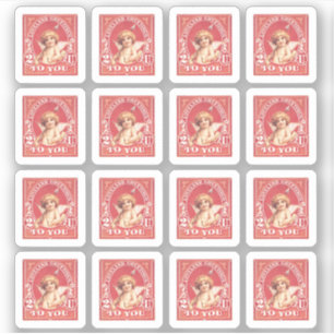 Adesivo Namorados Saudações Cupid Red Faux Stamp Love Seal