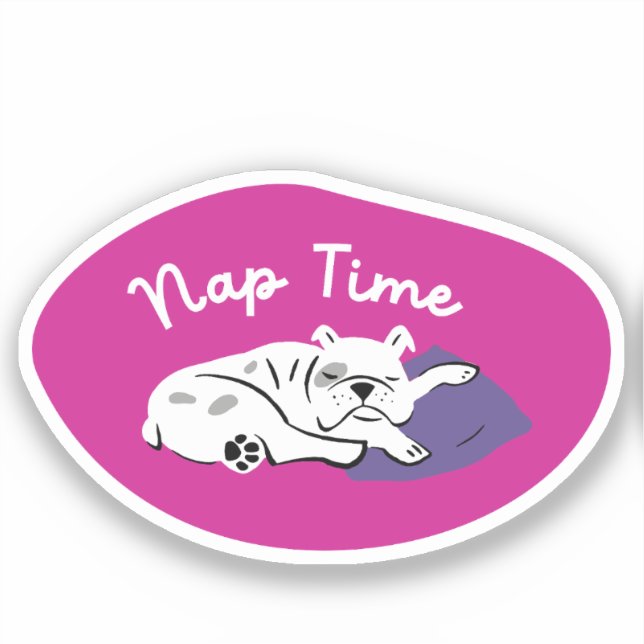 Adesivo "Nap Time", buldogue-cão magenta e roxo (Frente)