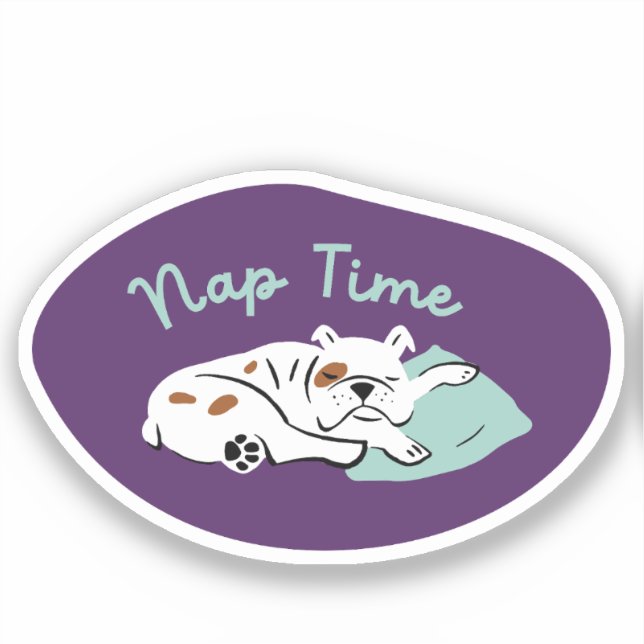 Adesivo "Nap Time", roxo de cão-cama e aqua (Frente)
