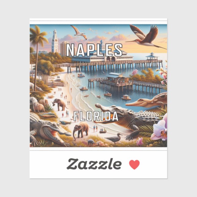 Adesivo Naples Florida 3 Inch Vinyl Sticker (Folha)