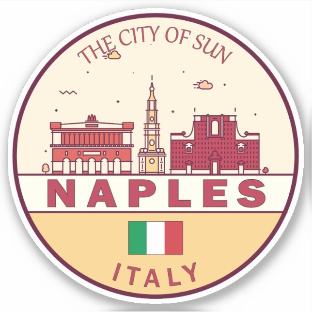 Adesivo Nápoles Itália Cidade Skyline Emblem (Frente)