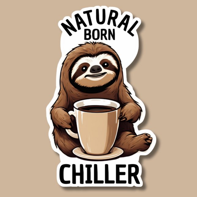 Adesivo Nascer natural Chiller Sloth com café à prova de á (Criador carregado)