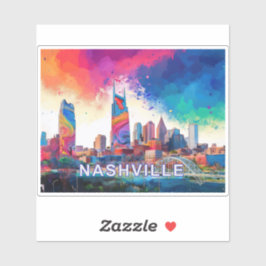 Adesivo Nashville Skyline Abstrato Art