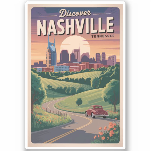 Adesivo Nashville Tennessee Southern Road Viagem Art (Frente)