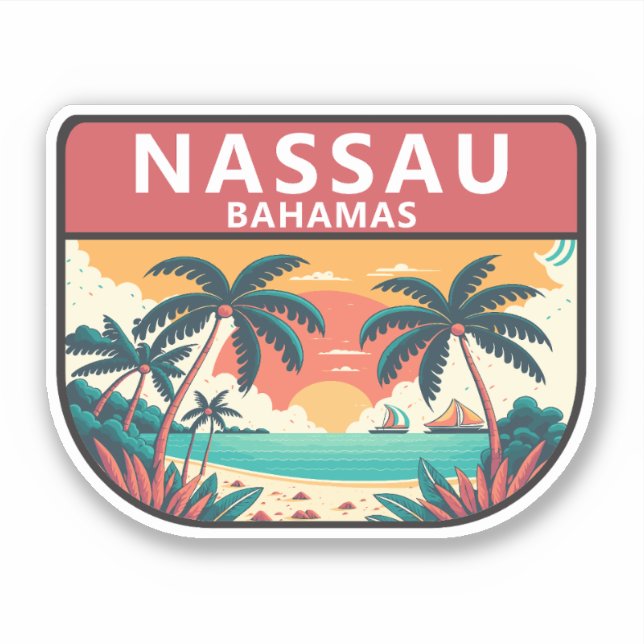 Adesivo Nassau Bahamas Retro Emblem (Frente)