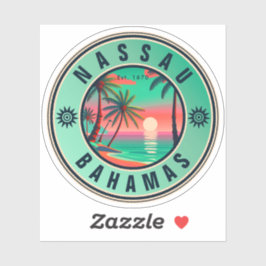 Adesivo Nassau Bahamas Retro viagem Sunset Souvenir 1950