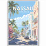 Adesivo Nassau Bahamas Viagem Art Vintage<br><div class="desc">Nassau retro vetor viagem design. Está na ilha de Nova Providência,  com a vizinha Ilha do Paraíso acessível através das pontes de Nassau Harbour.</div>