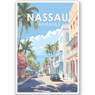Adesivo Nassau Bahamas Viagem Art Vintage