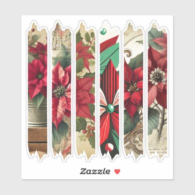 Adesivo Natais vintages Poinsettia Washi Tape Scrapbook (Folha)