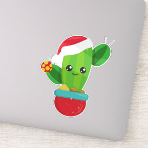 Adesivo Natal Cactus, Santa Hat, Enfeites de natal