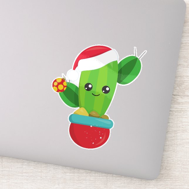 Adesivo Natal Cactus, Santa Hat, Enfeites de natal (Detalhe)