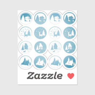 Adesivo Natal Contemporâneo Cena de inverno Enfumaçado Azu